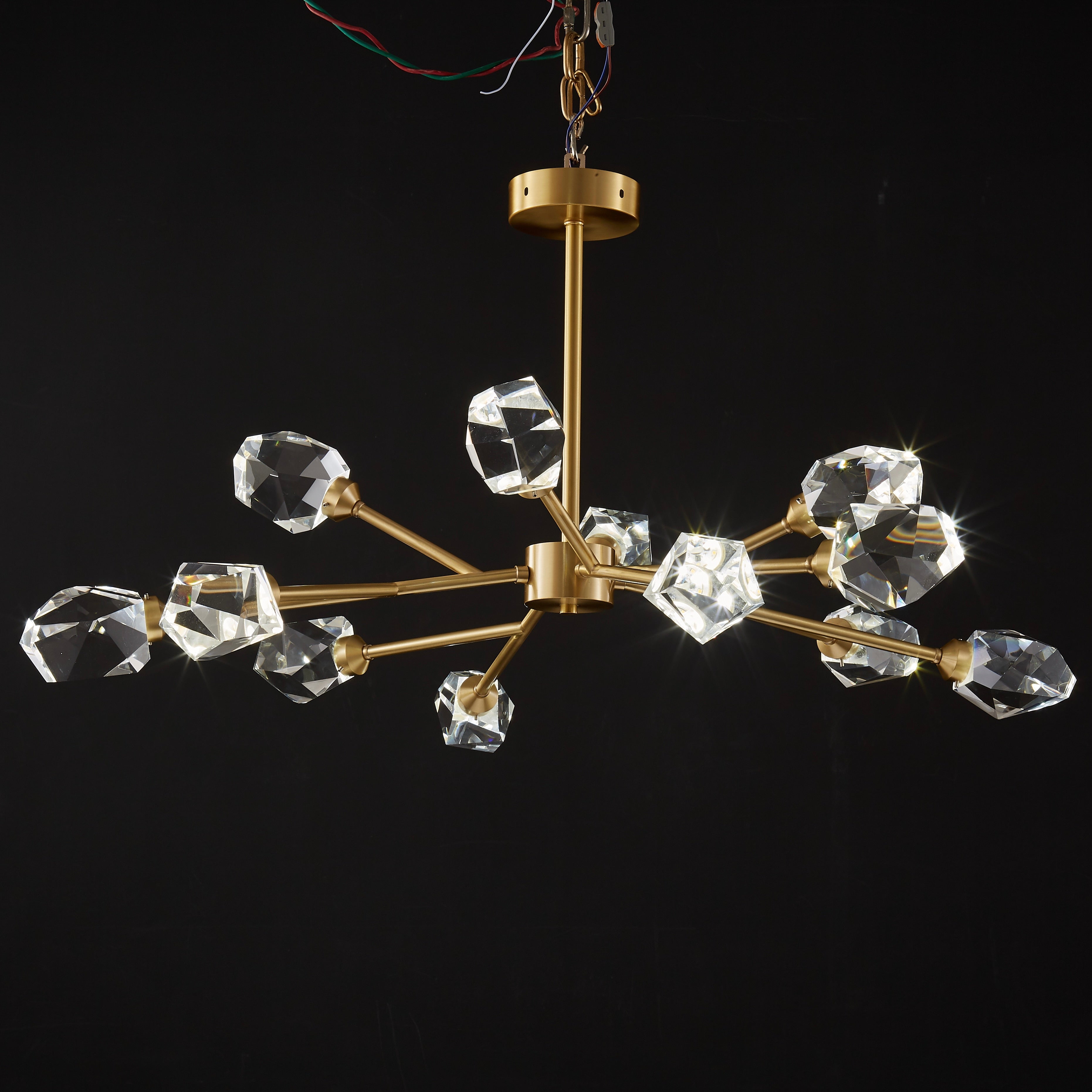 Kristy Lustre Linéaire Cristal, Métal/Cristal, Doré, Salon
