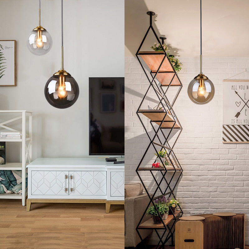 Valentina Luminaires Suspension Verre Transparent Ambre