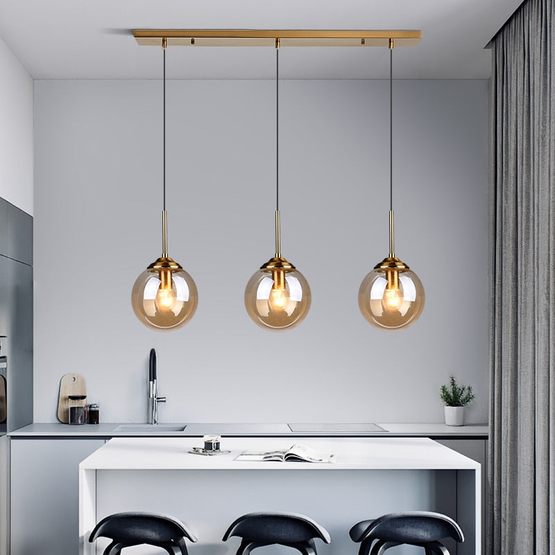 Valentina Luminaires Suspension Verre Transparent Ambre