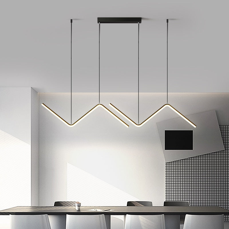 Arisha Lampe Suspendue Lustre LED Moderne, Métal, Noir/Or, Cuisine