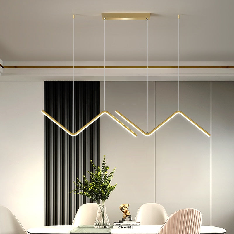 Arisha Lampe Suspendue Lustre LED Moderne, Métal, Noir/Or, Cuisine