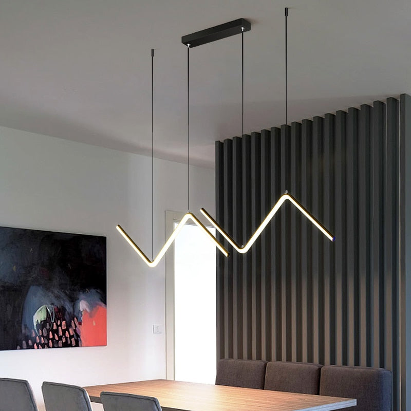 Arisha Lampe Suspendue Lustre LED Moderne, Métal, Noir/Or, Cuisine