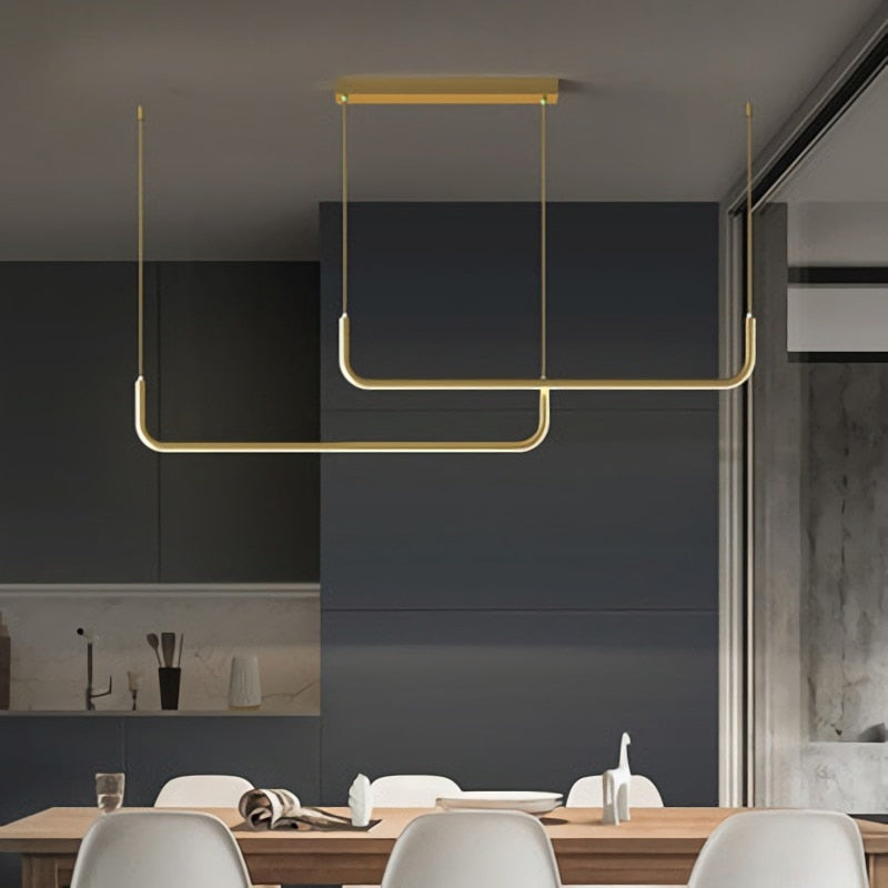 Arisha Suspension Linéaire Minimaliste Or/Noir, Salon