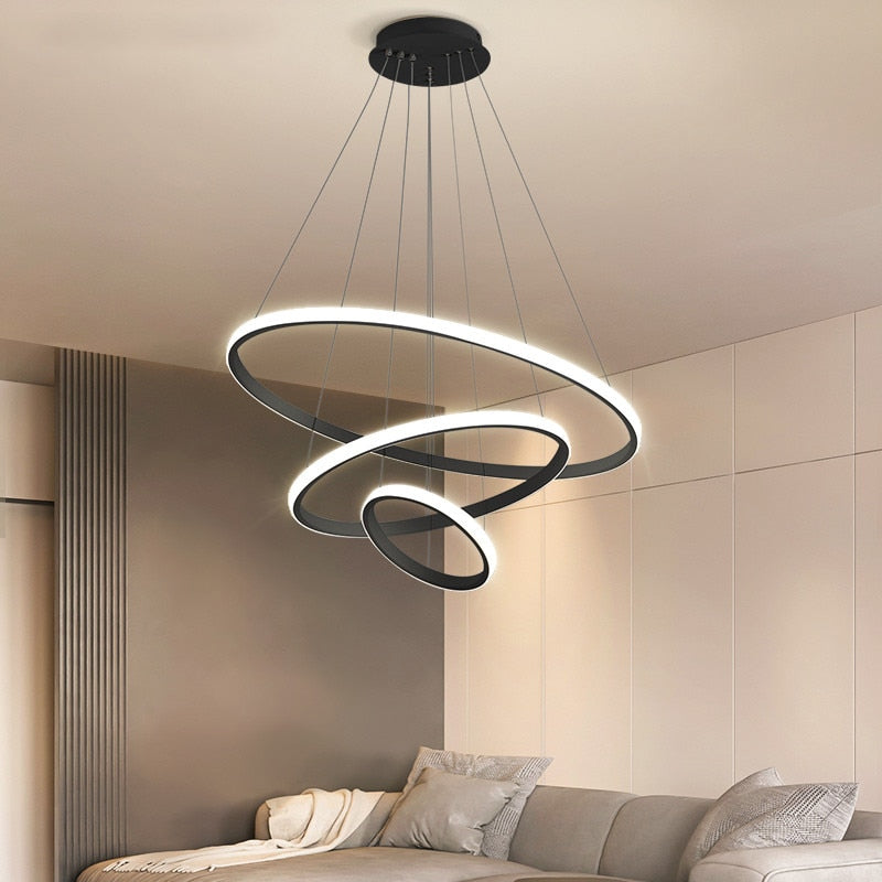 Arisha Suspension Anneau Moderne Noir/Blanc/Doré, Salon
