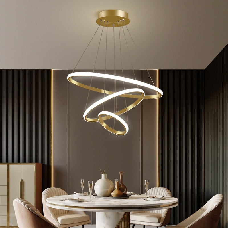 Arisha Suspension Anneau Moderne Noir/Blanc/Doré, Salon