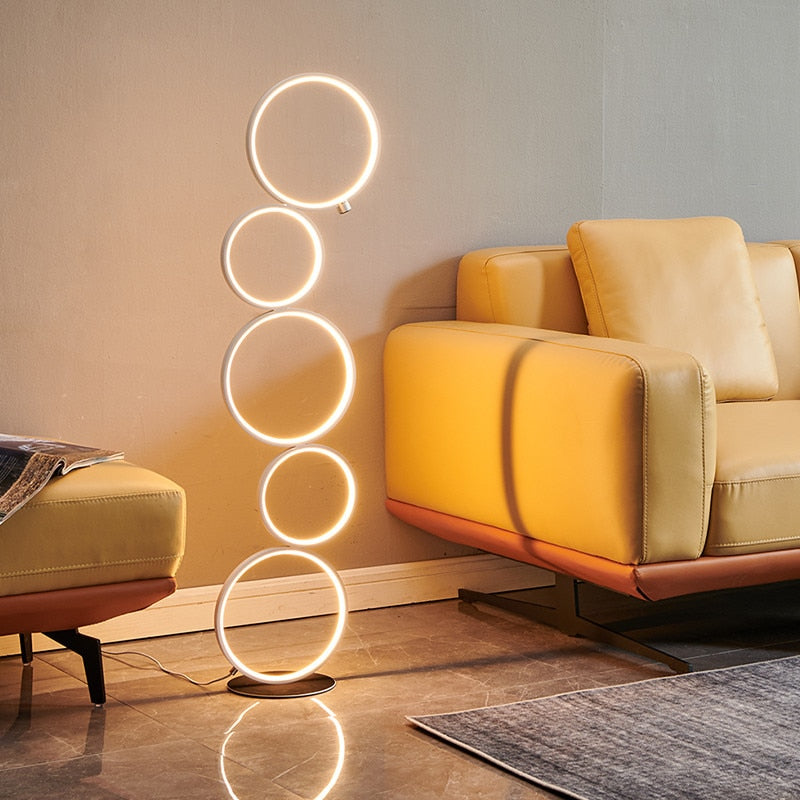 Arisha Lampadaire Sur Pied Rond Minimaliste, Blanc/Noir, Salon