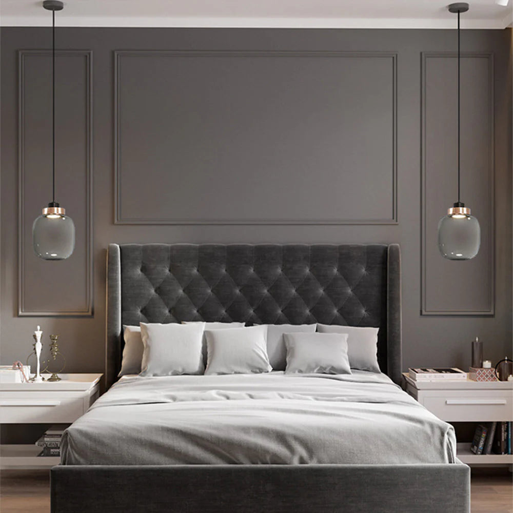 Valentina Moderne LED Suspension Fumée Verre Chambre À Coucher