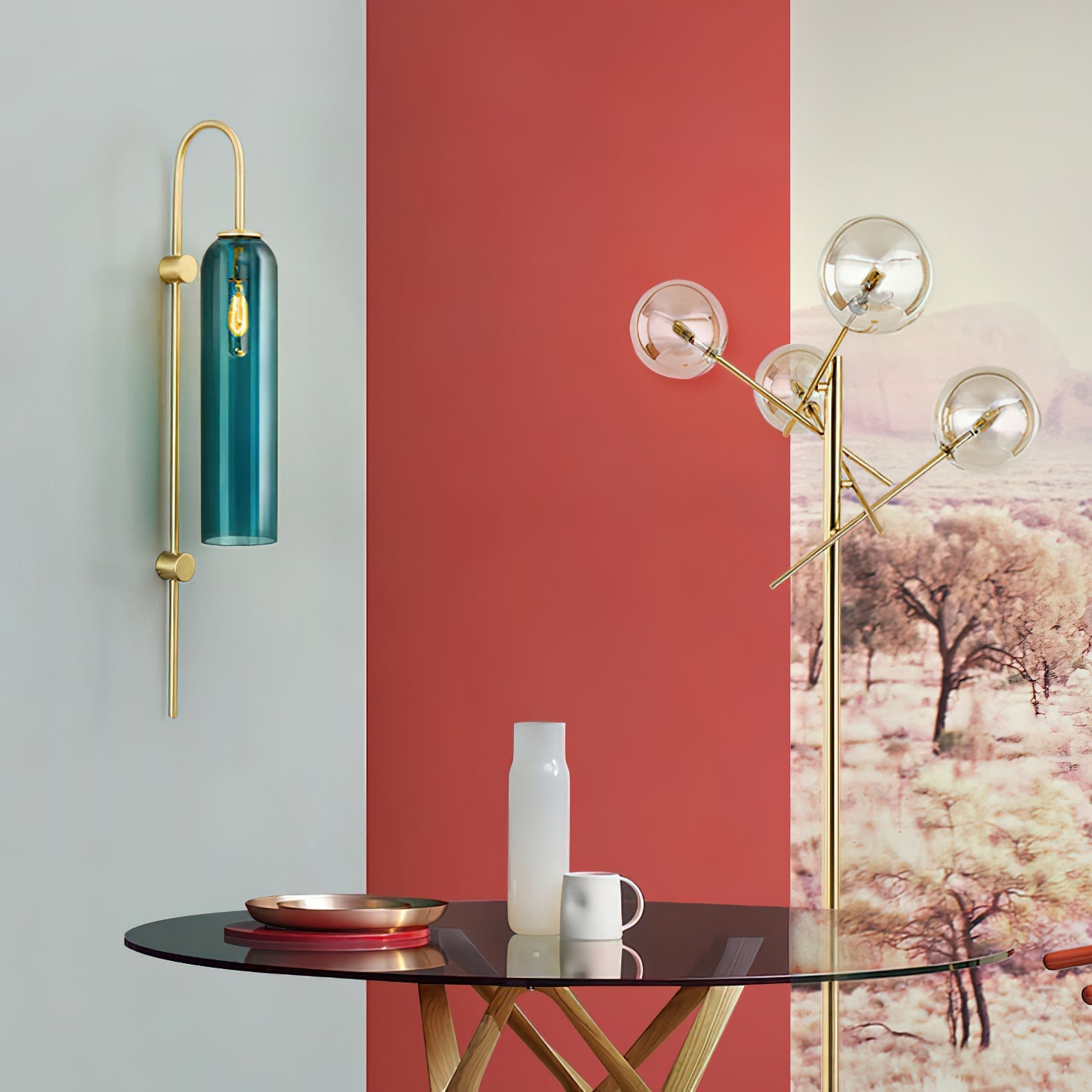 Anoriel Modern Minimalist Metal Glass Wall Lamp - Lamp Copper