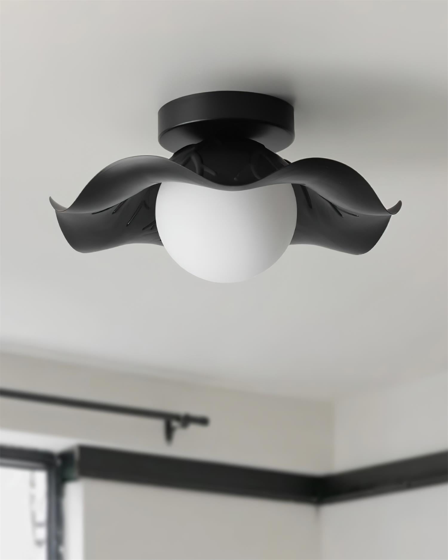 Monae Ceiling Light Petal Black Globe - Letslighting