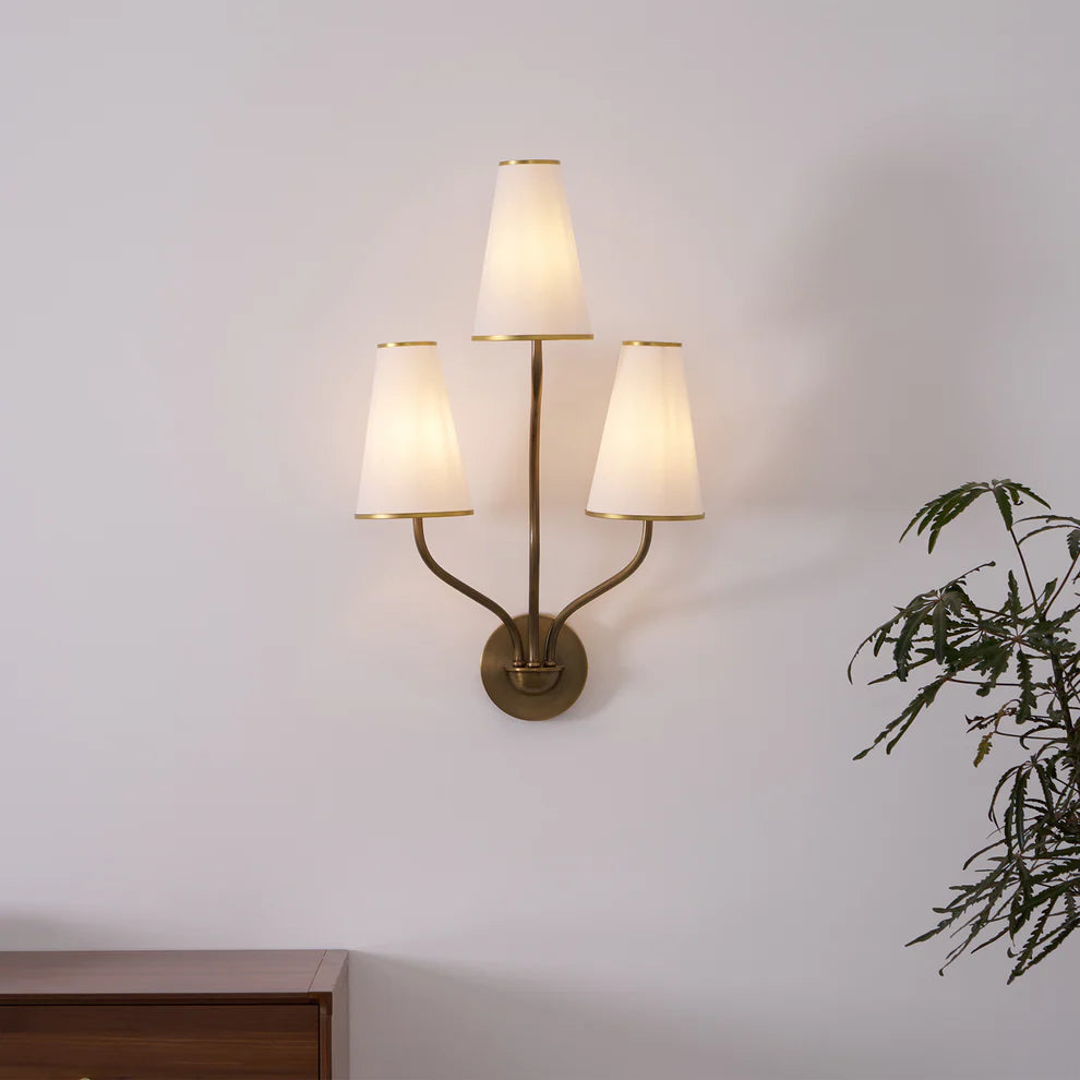 Epoch Vintage Classical Brass Fabric Wall Light Bedroom Hallway Living Room