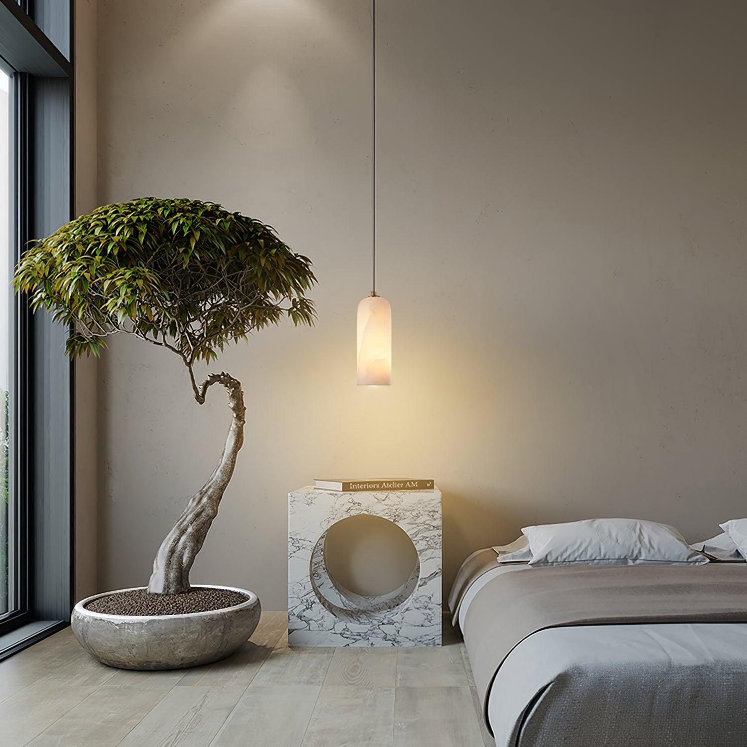 Zashayra Cylindrical Alabaster Pendant Light - Blowlighting
