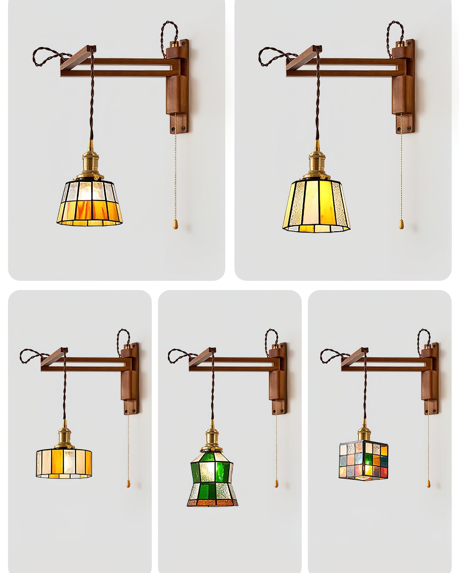 Tiffany Mosaic Wall Lamp with pull chain - Letslighting