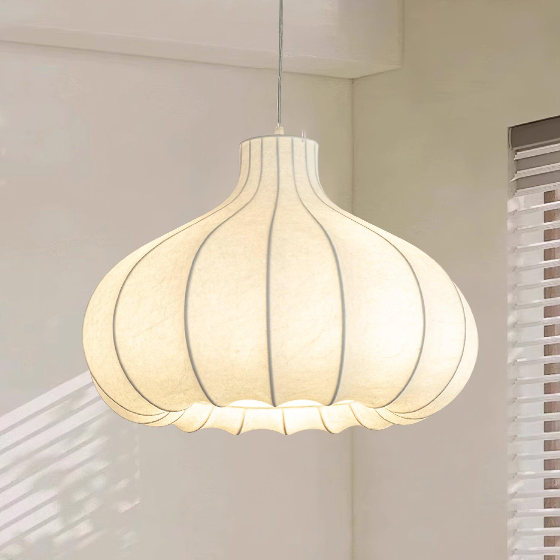 Pendant Lamp Silky Pleated Silk Shade White Elegant - Letslighting