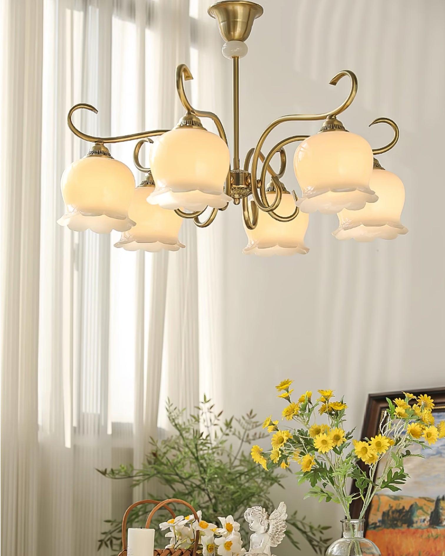 Mullan Chandelier Brass Resin White Gold - Letslighting