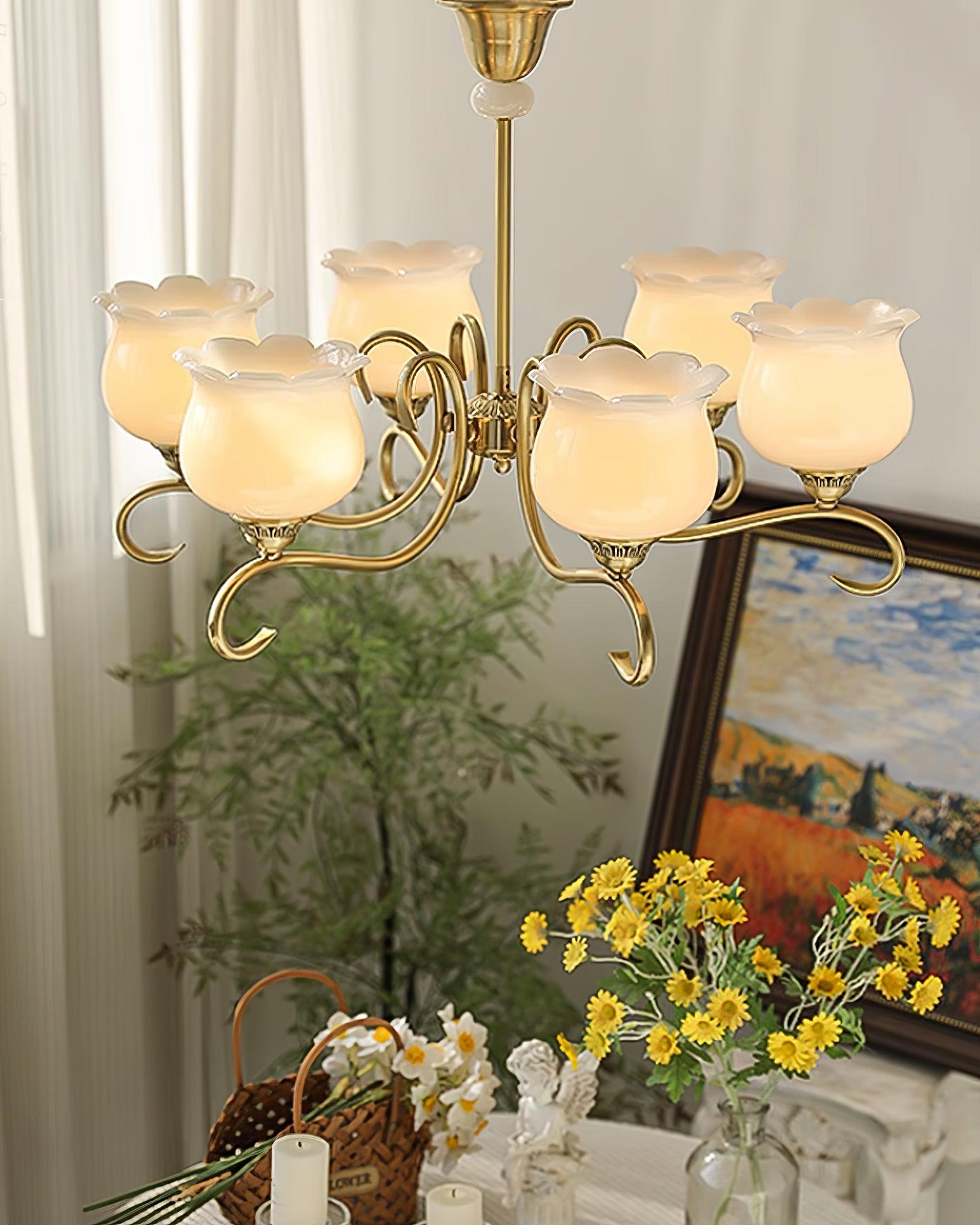 Mullan Chandelier Brass Resin White Gold - Letslighting