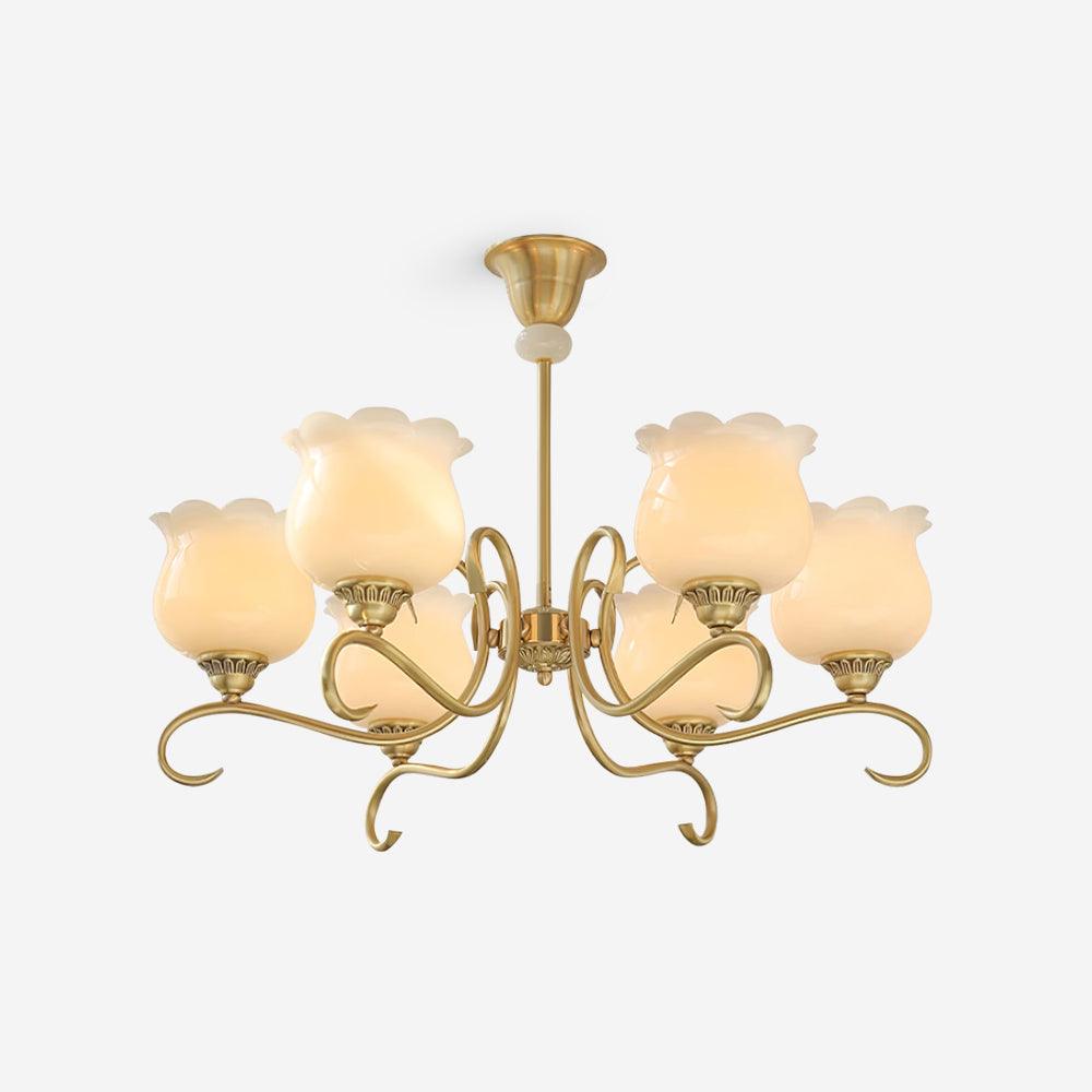 Mullan Chandelier Brass Resin White Gold - Letslighting