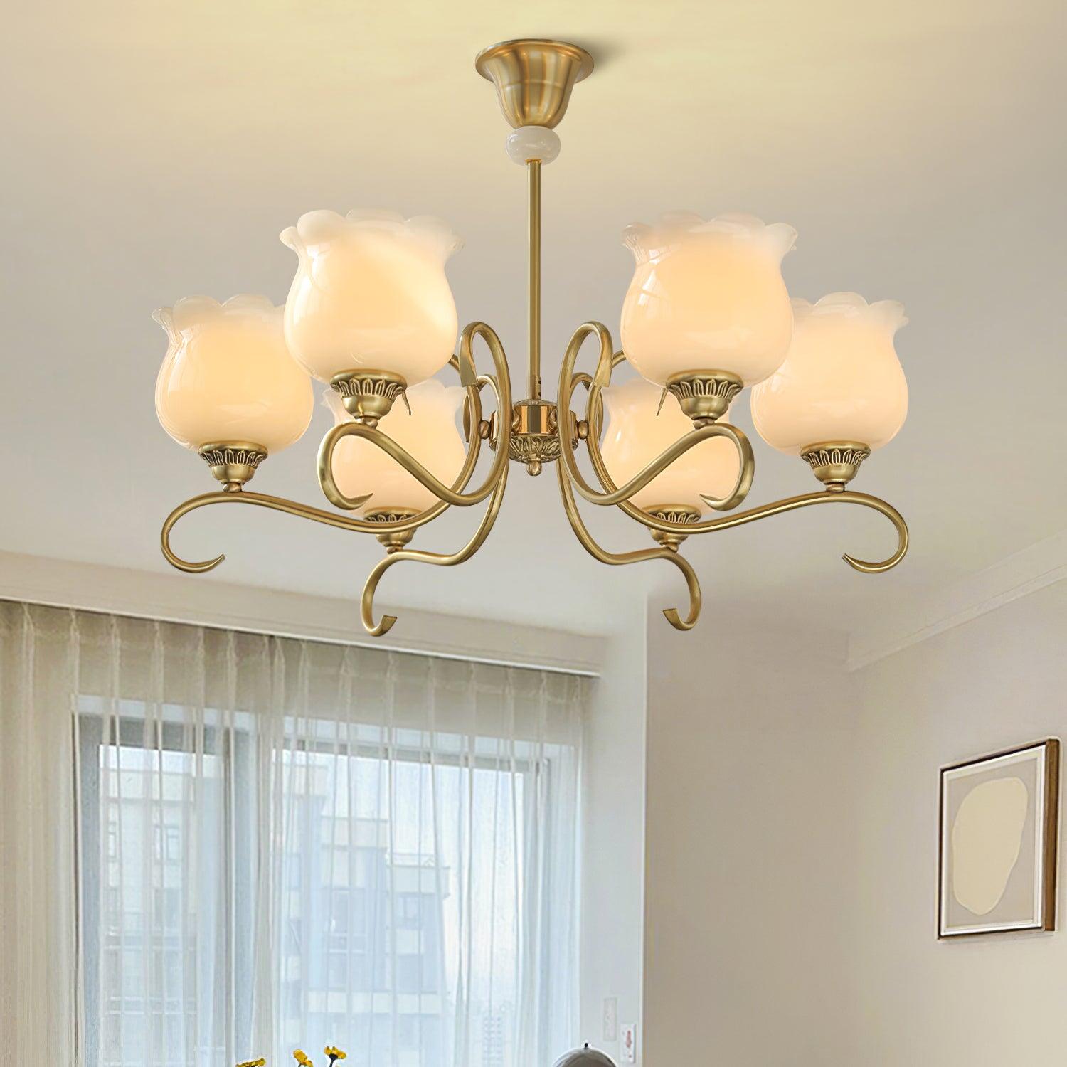 Mullan Chandelier Brass Resin White Gold - Letslighting