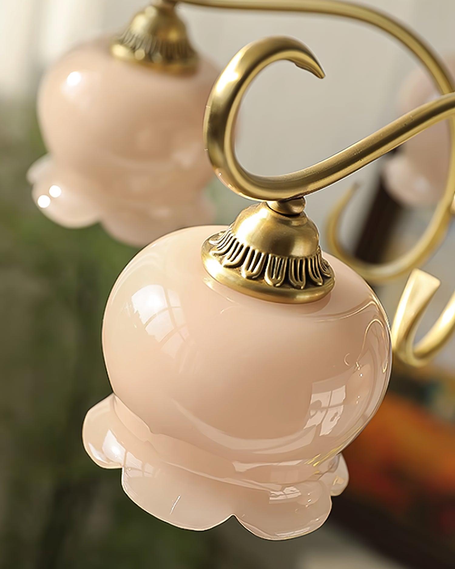 Mullan Chandelier Brass Resin Shades Floral Sculptural - Letslighting