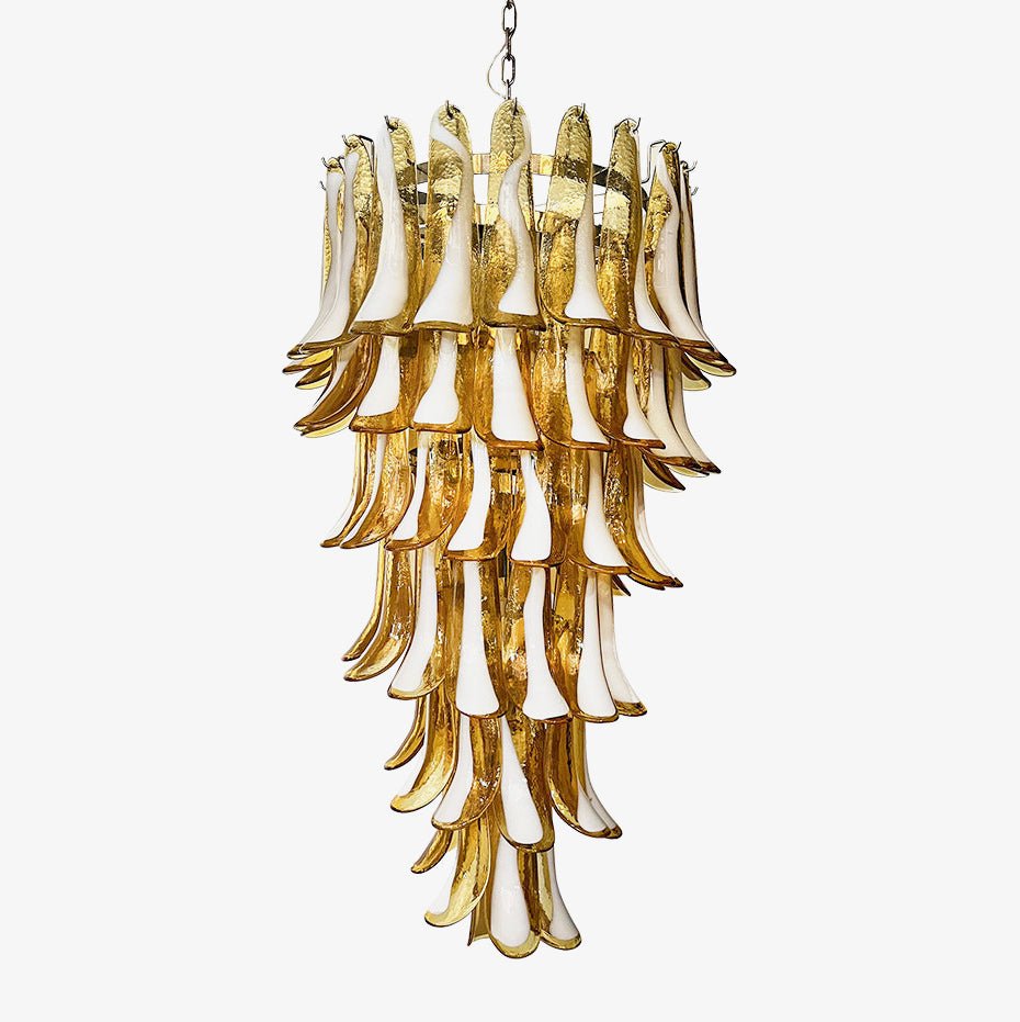 Aurora Chandelier Amber White Murano Spiral Petals - Letslighting
