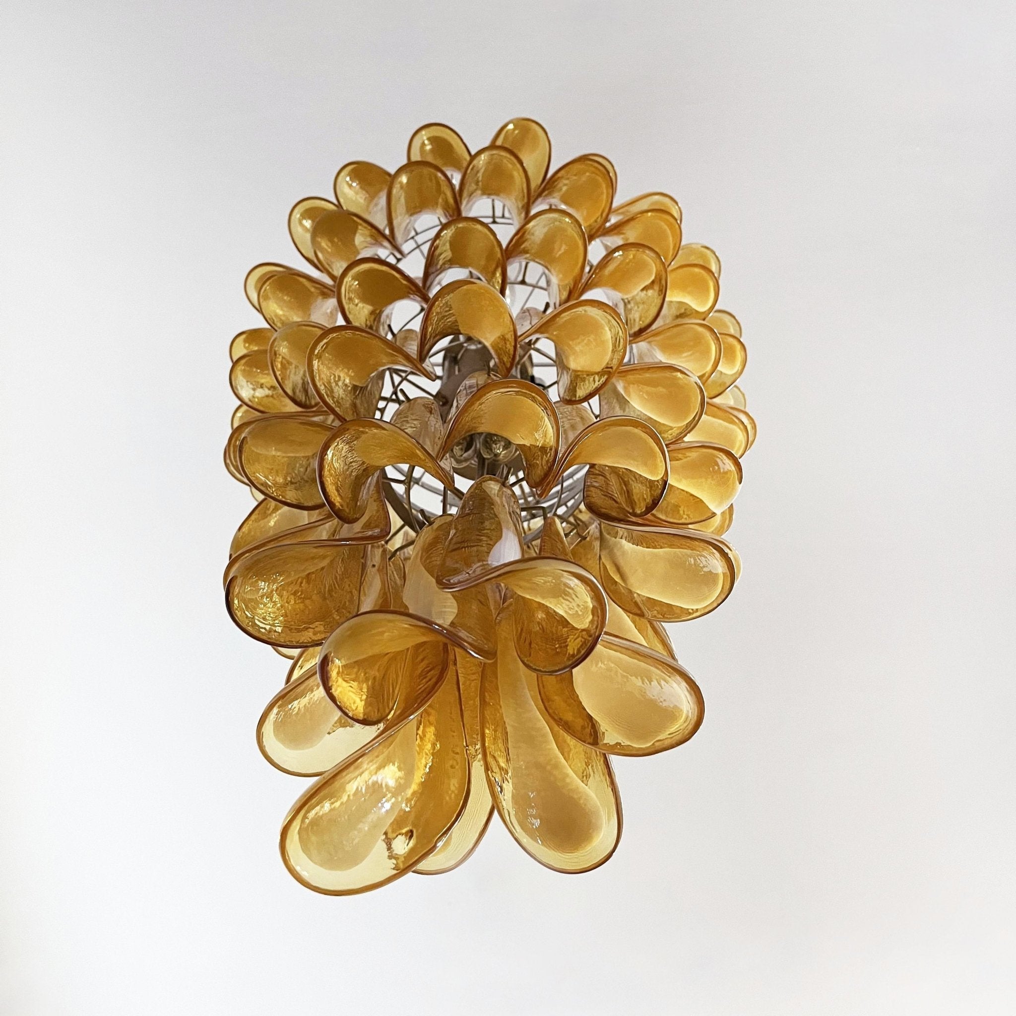 Aurora Chandelier Amber White Murano Spiral Petals - Letslighting