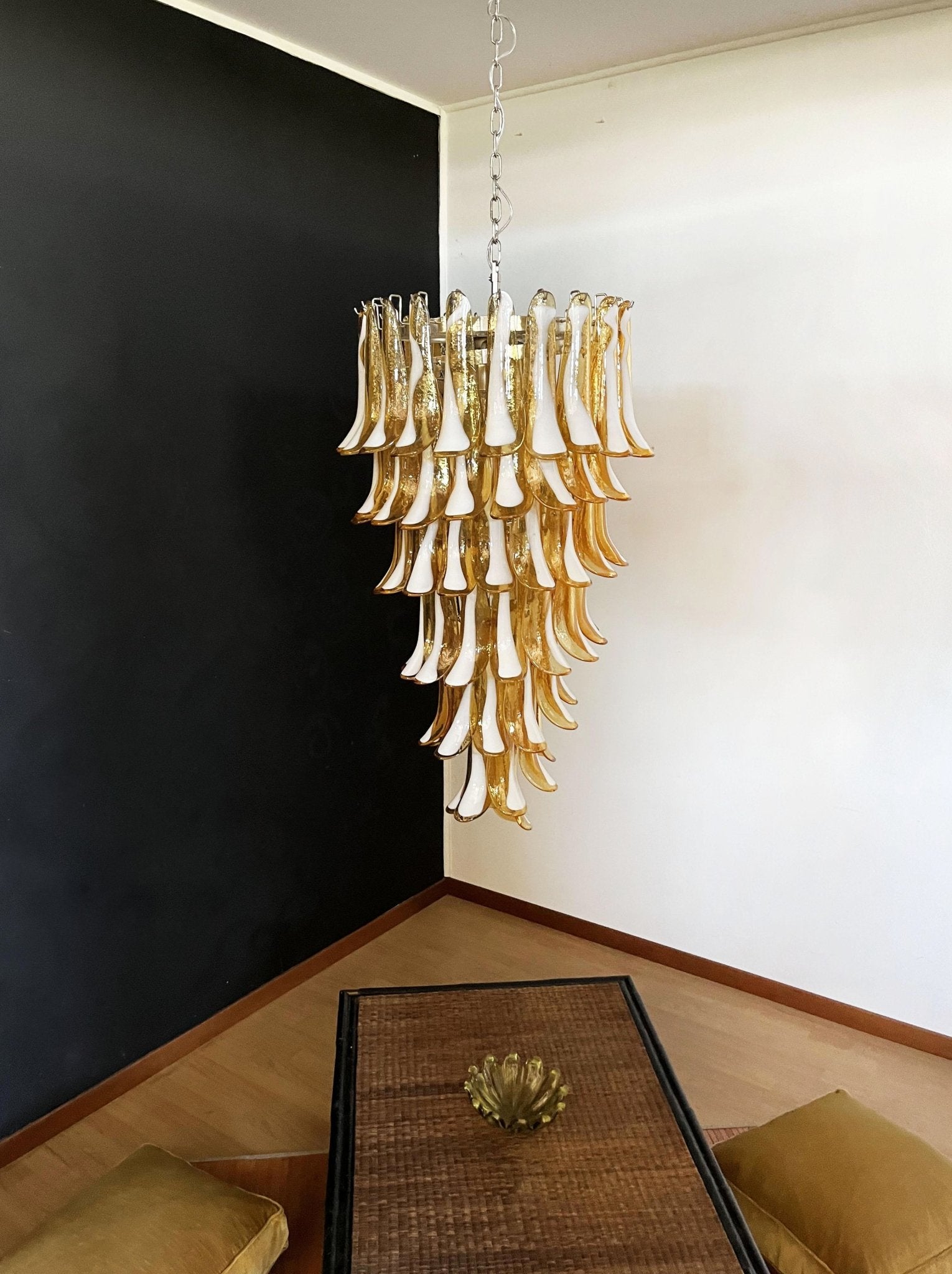 Aurora Chandelier Amber White Murano Spiral Petals - Letslighting