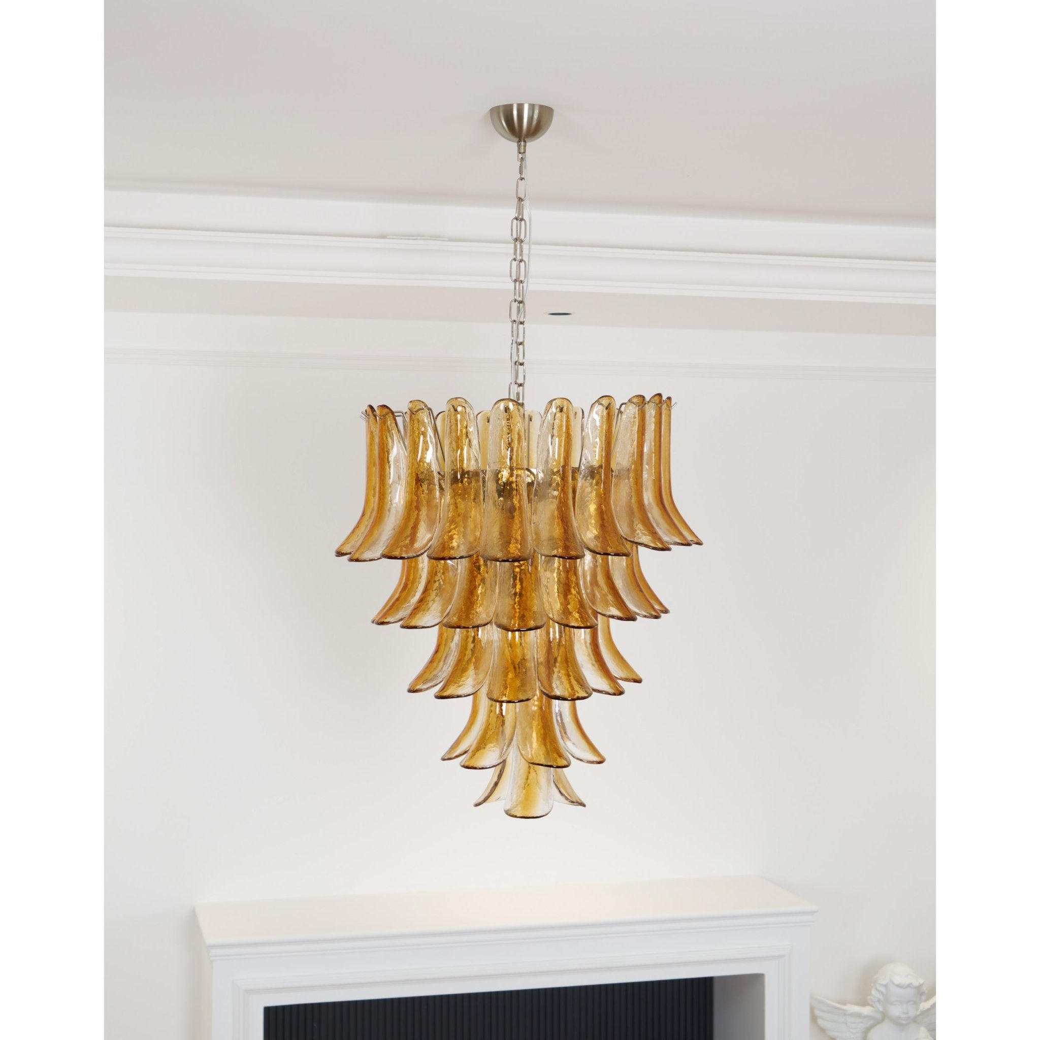Aurora Chandelier Amber Lily Murano Glass Layered Centerpiece - Letslighting