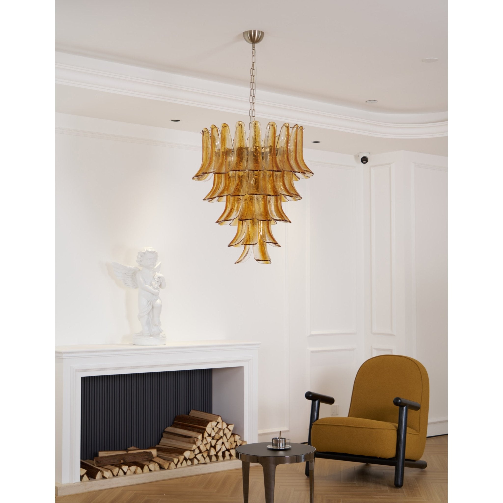 Aurora Chandelier Amber Lily Murano Glass Layered Centerpiece - Letslighting