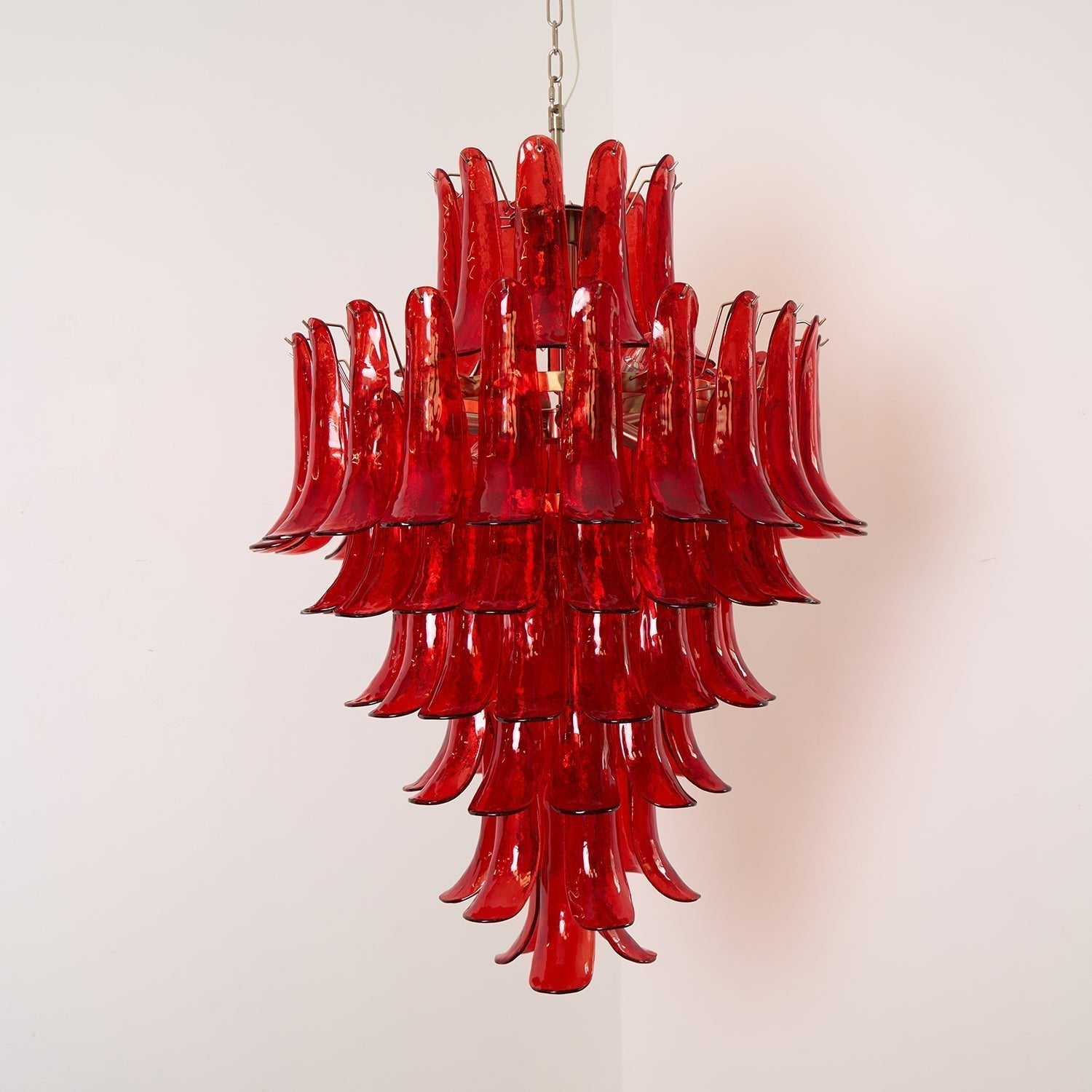 Aurora Chandelier Crimson Murano Petals Bold Art Glass - Letslighting