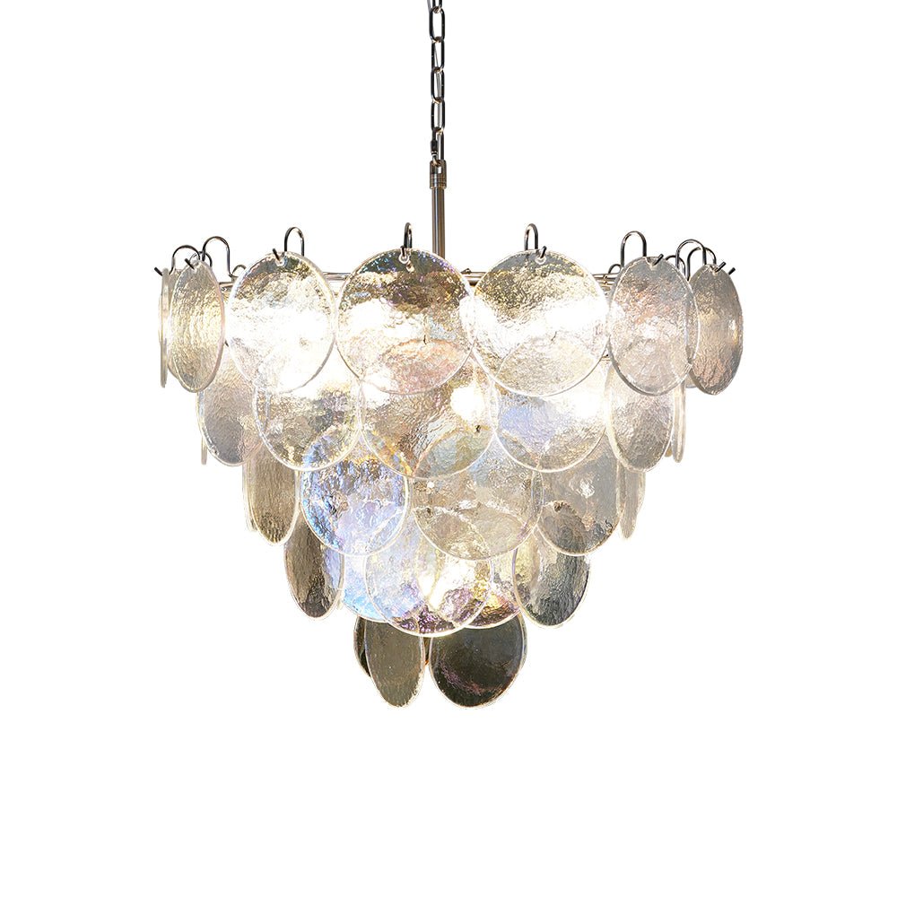 Aurora Chandelier Iridescent Murano Glass Disc - Letslighting