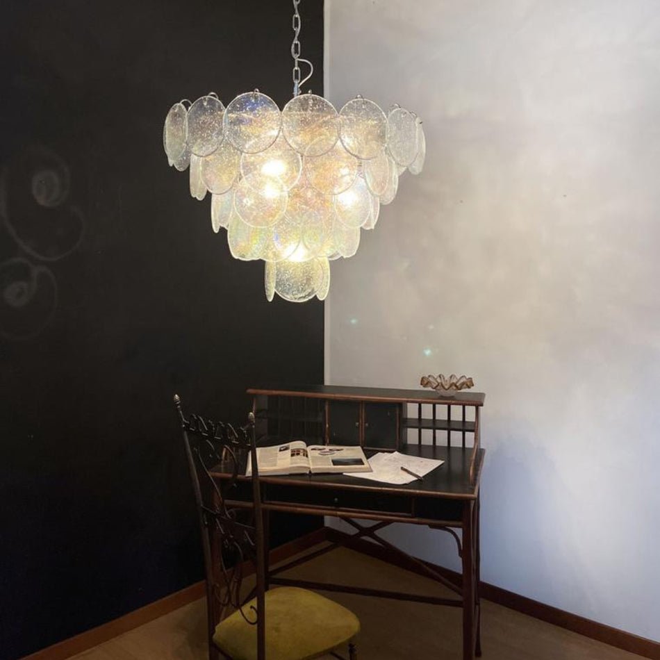 Aurora Chandelier Iridescent Murano Glass Disc - Letslighting