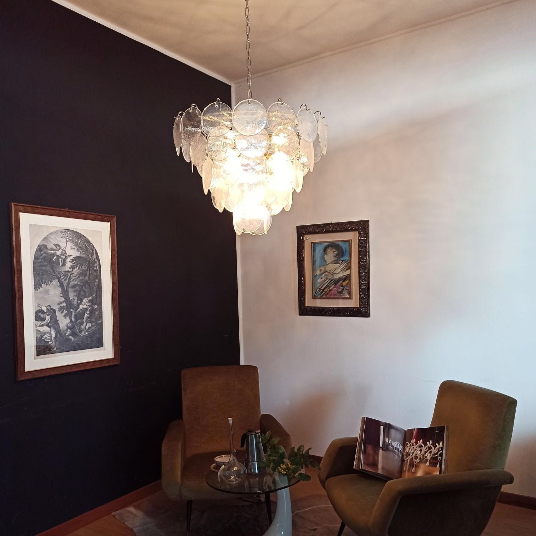 Aurora Chandelier Iridescent Murano Glass Disc - Letslighting