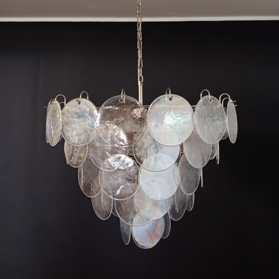 Aurora Chandelier Iridescent Murano Glass Disc - Letslighting