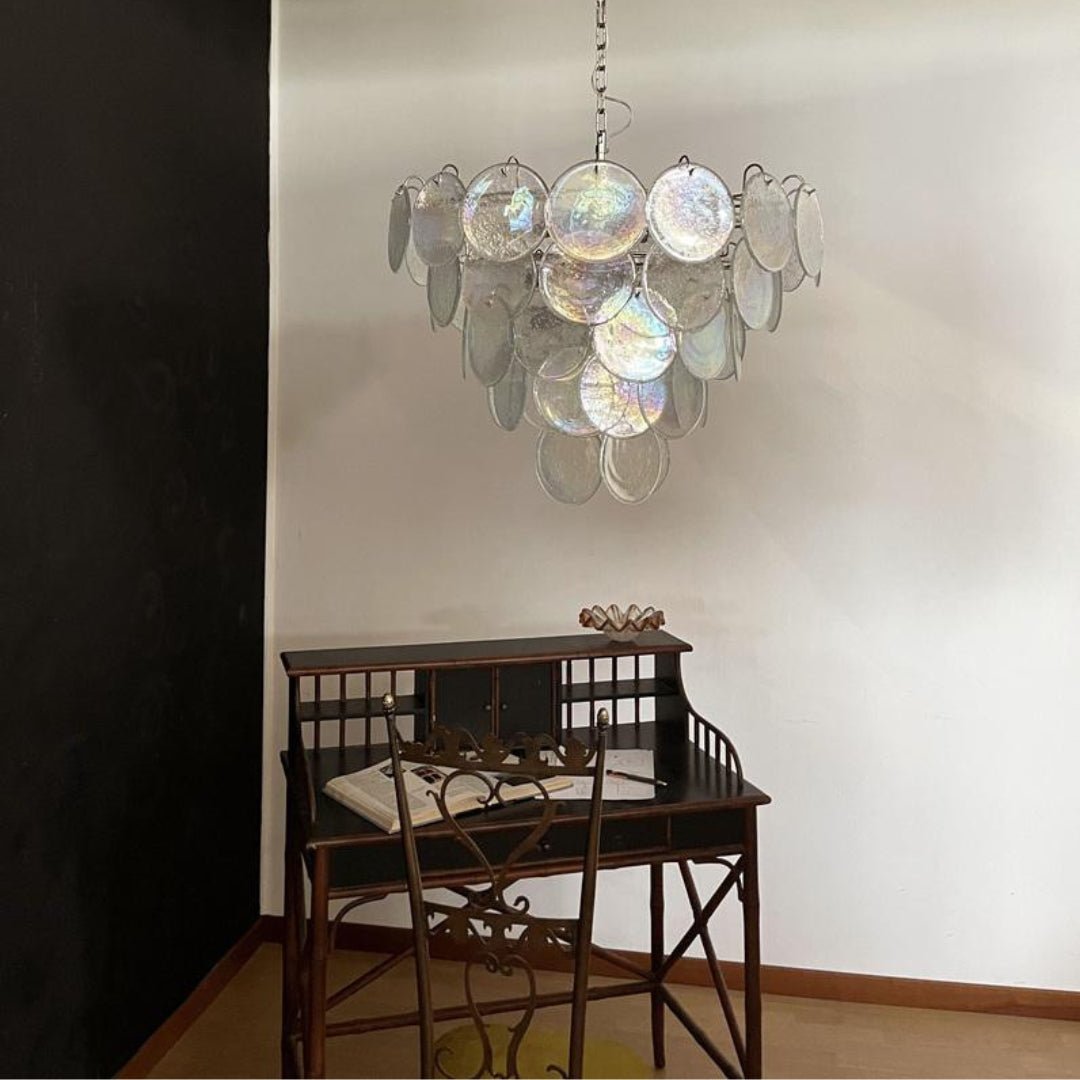 Aurora Chandelier Iridescent Murano Glass Disc - Letslighting