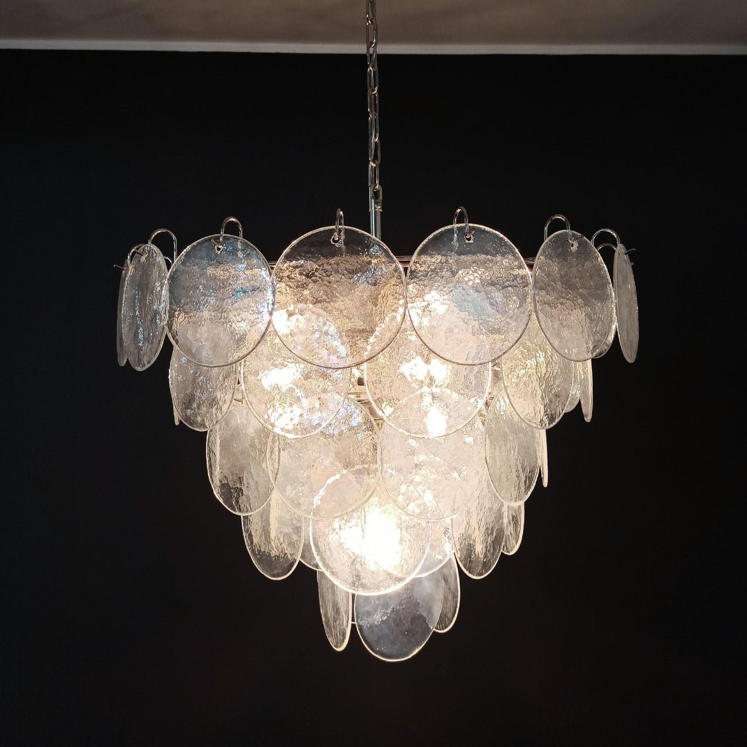 Aurora Chandelier Iridescent Murano Glass Disc - Letslighting