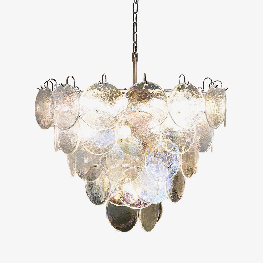 Aurora Chandelier Iridescent Murano Glass Disc - Letslighting