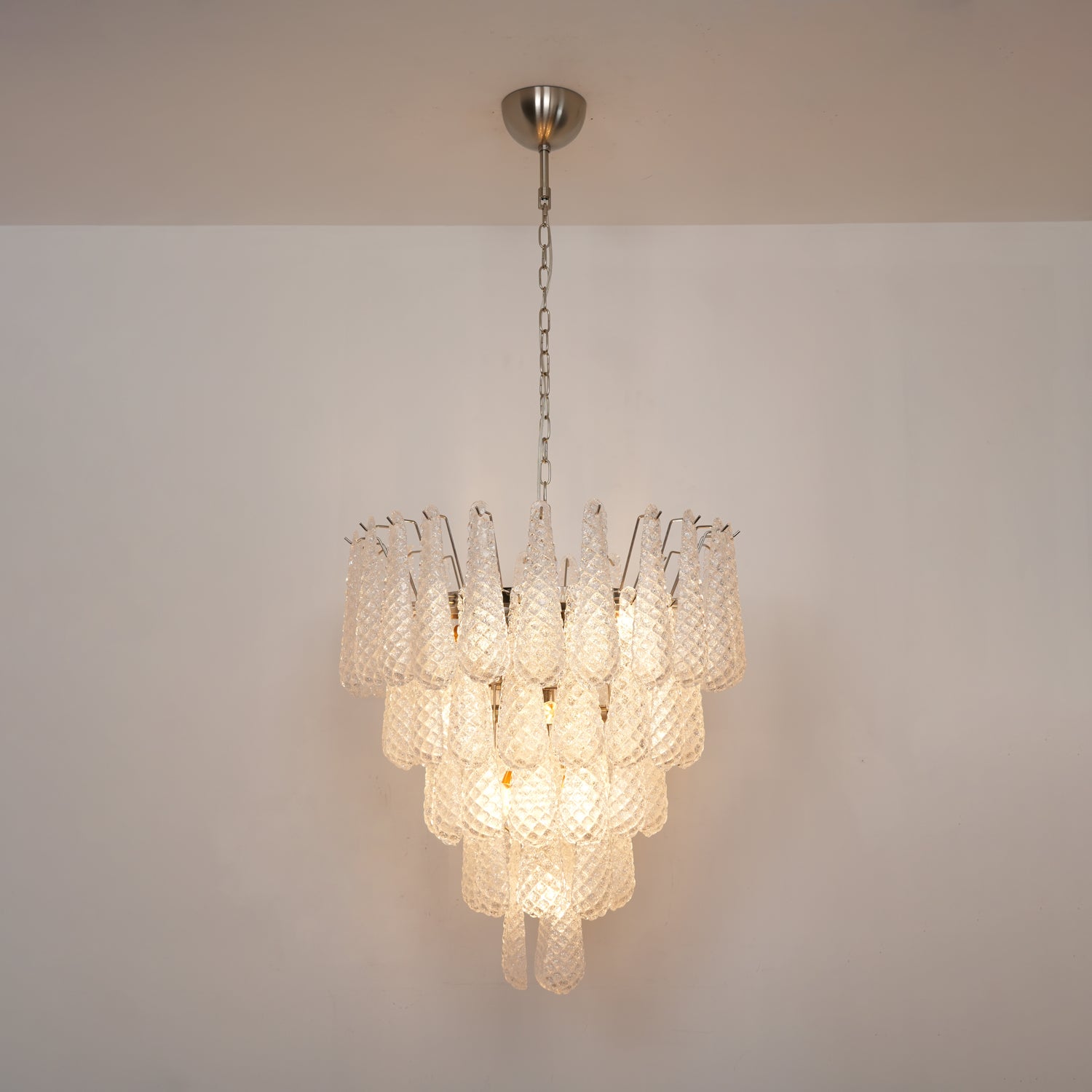 Aurora Chandelier Clear Droplets Murano Glass Waterfall Diamond - Letslighting
