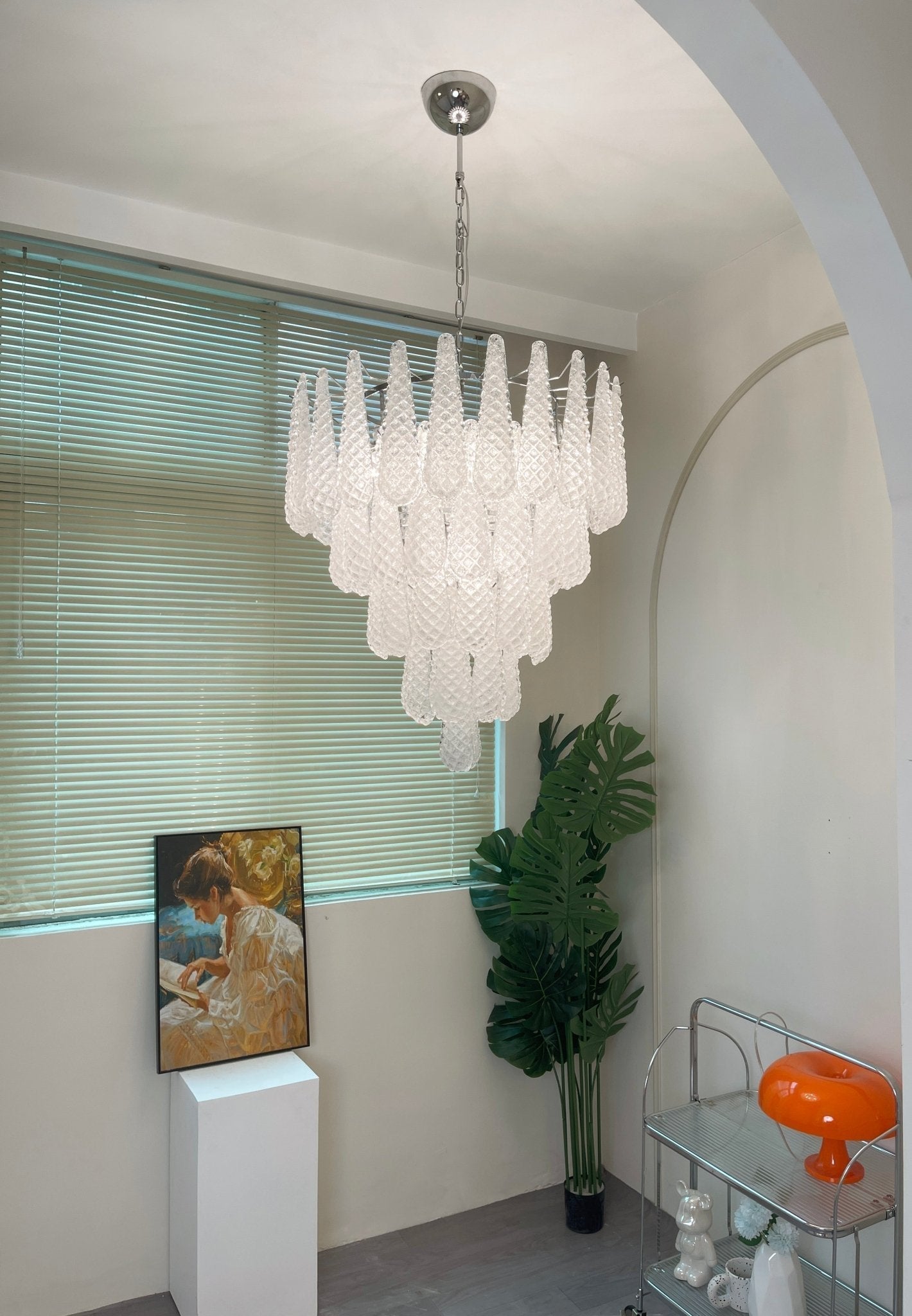 Aurora Chandelier Clear Droplets Murano Glass Waterfall Diamond - Letslighting