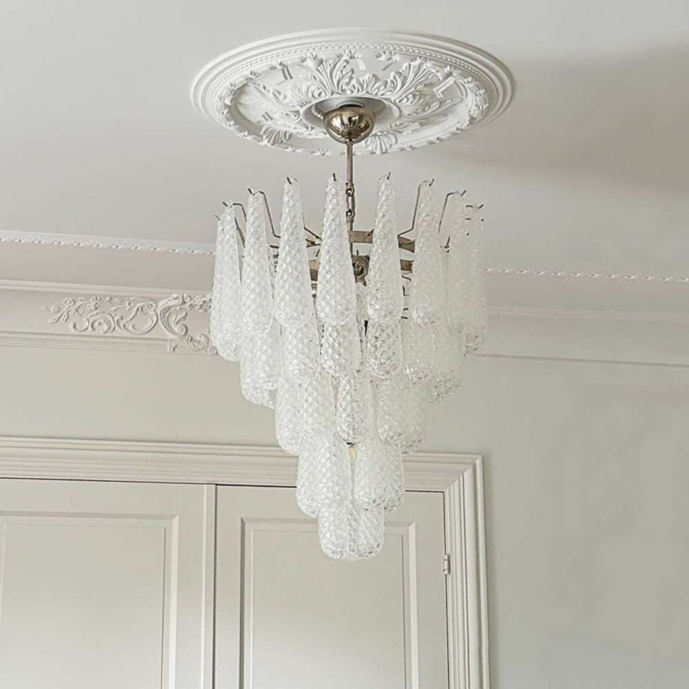 Aurora Chandelier Clear Droplets Murano Glass Waterfall Diamond - Letslighting