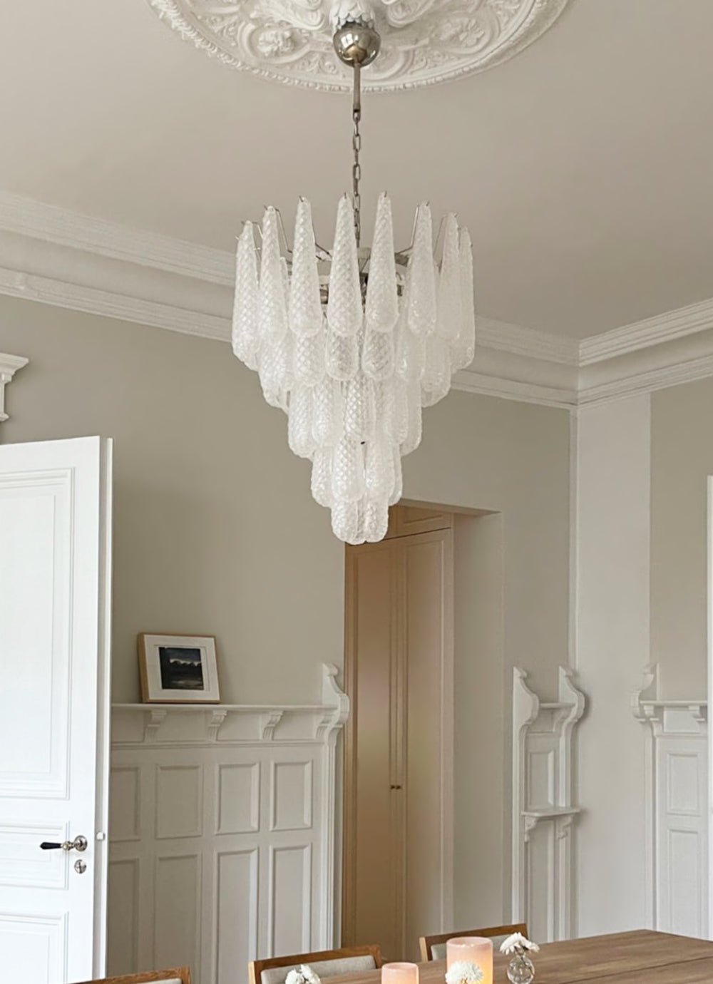 Aurora Chandelier Clear Droplets Murano Glass Waterfall Diamond - Letslighting