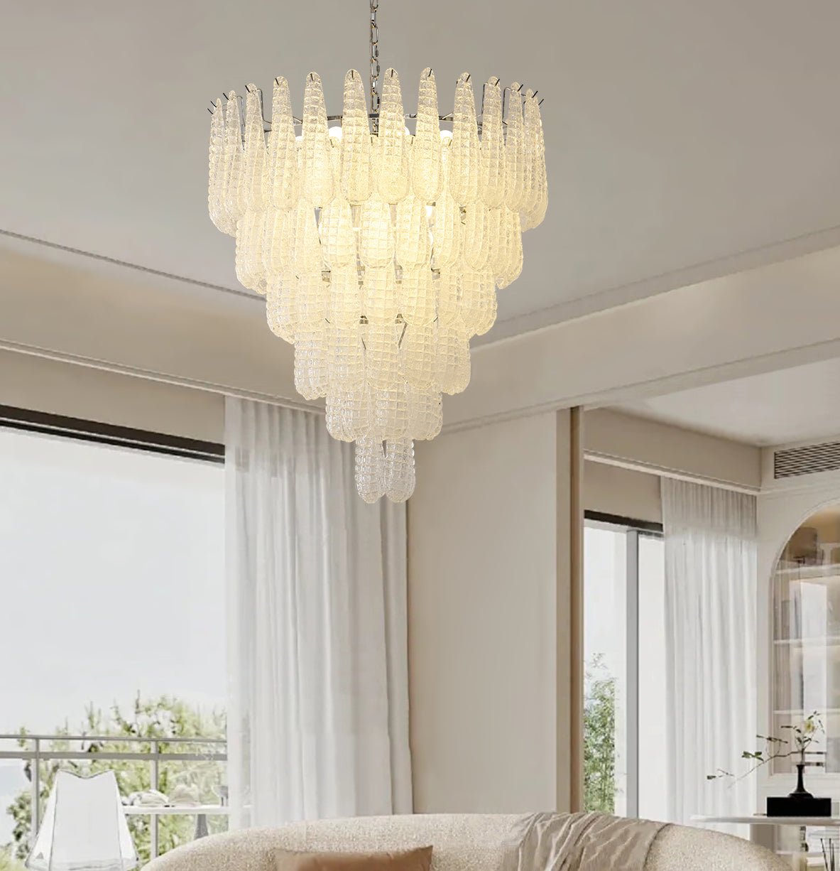 Aurora Chandelier Pinecone Murano Glass Textured Luxury - Letslighting
