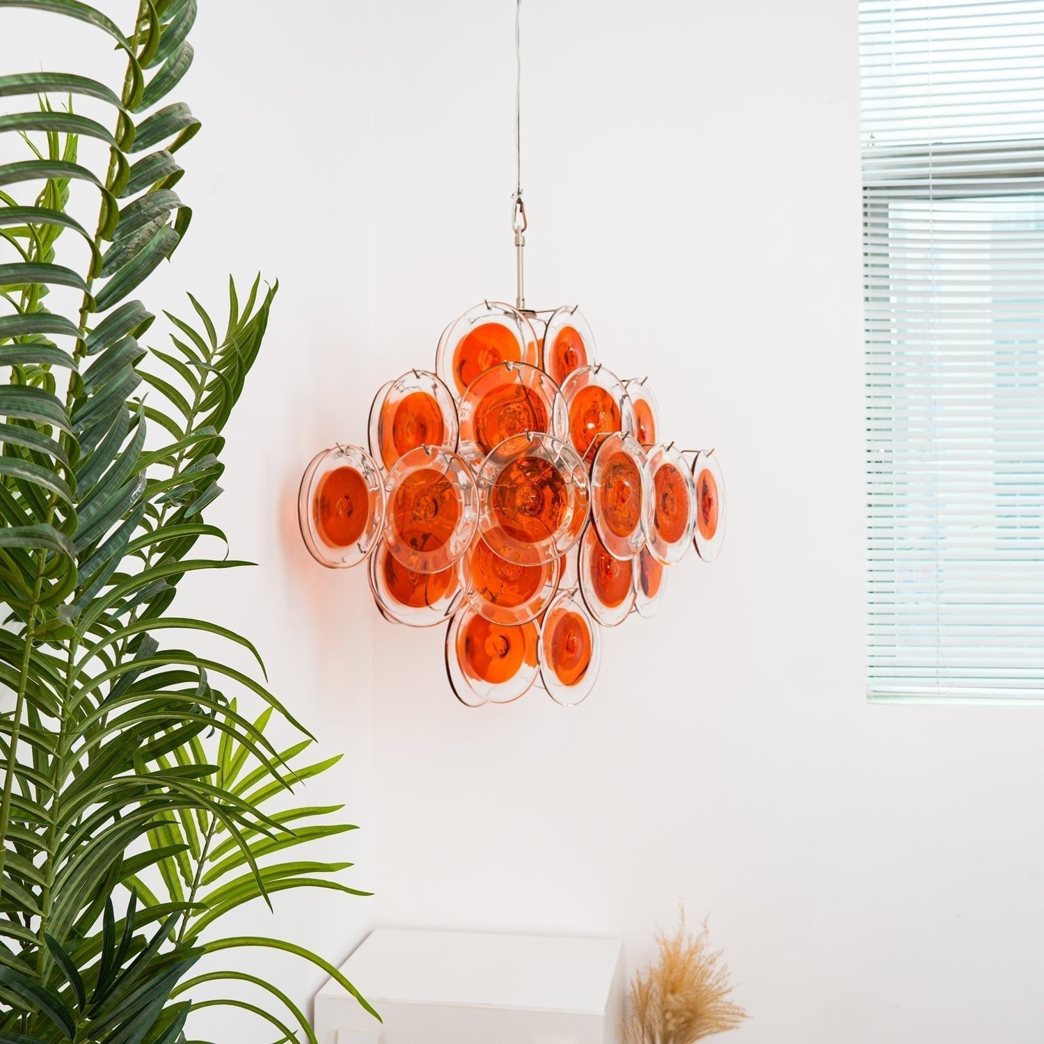 Aurora Chandelier Orange Murano Glass Disc Layered - Letslighting