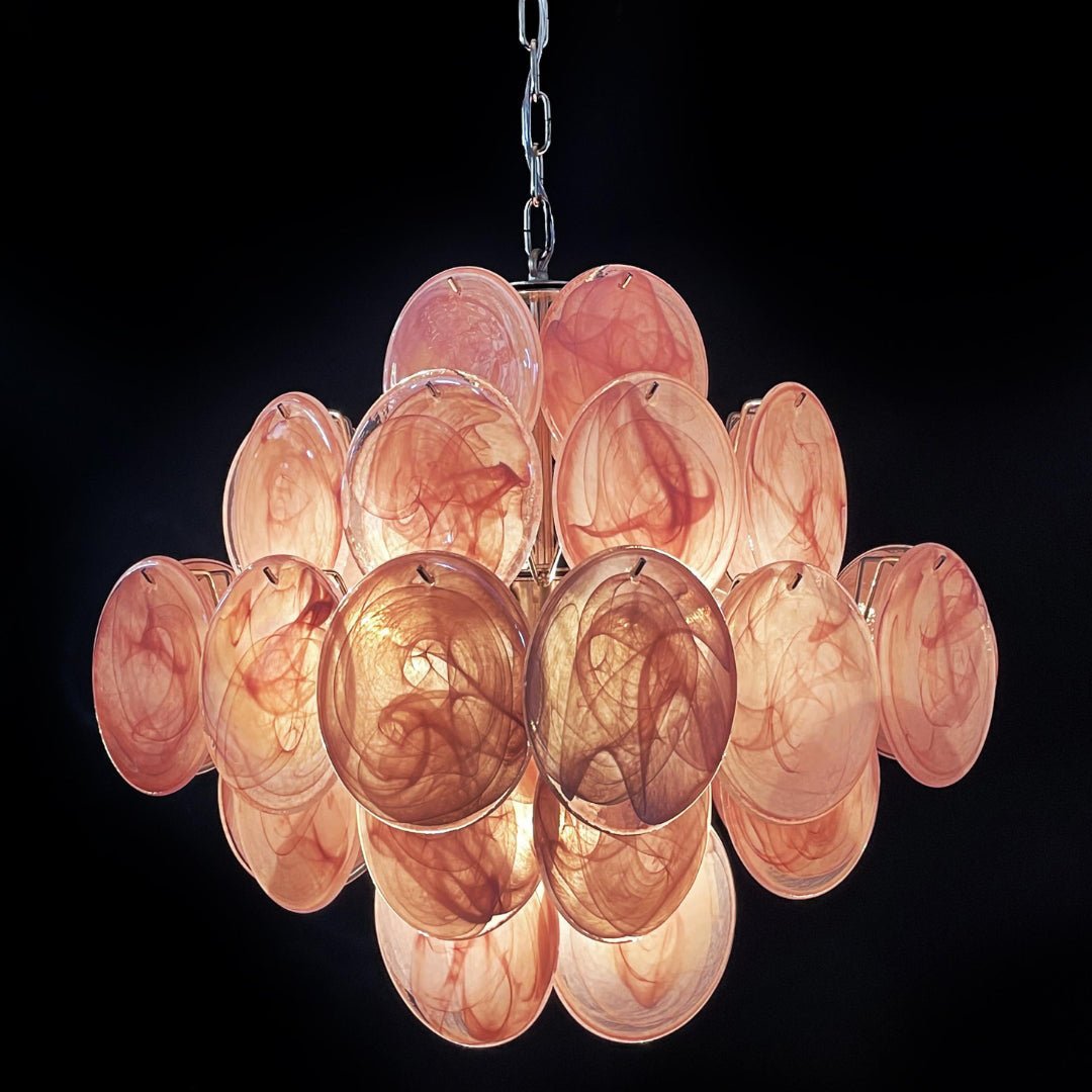 Aurora Chandelier Pink Disc Layered Artisanal - Letslighting