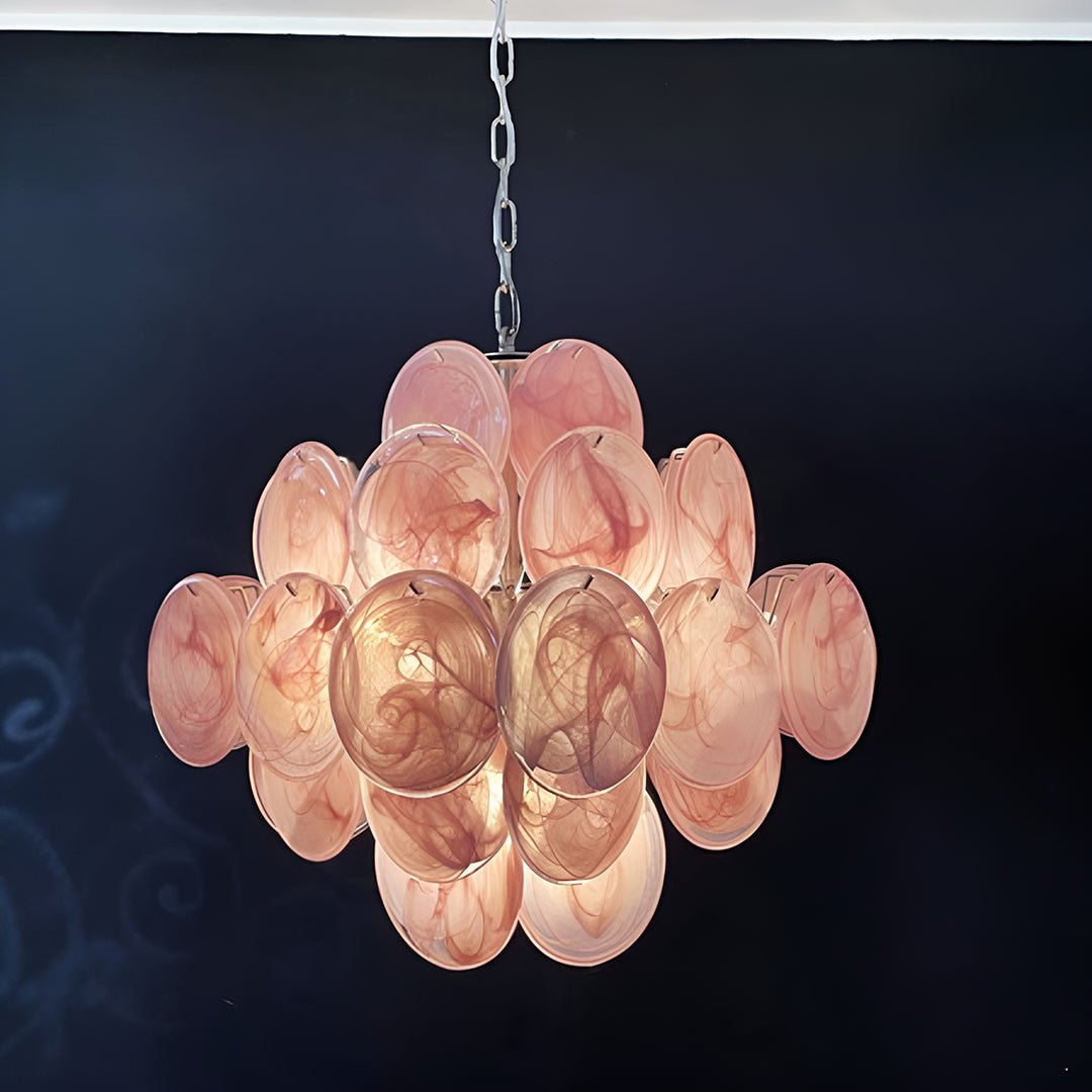 Aurora Chandelier Pink Disc Layered Artisanal - Letslighting