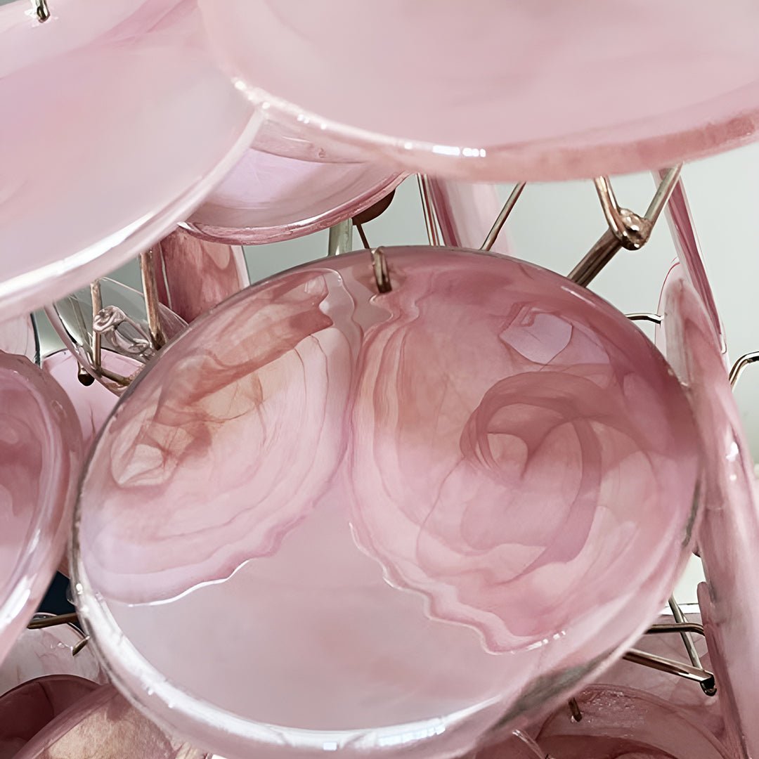 Aurora Chandelier Pink Disc Layered Artisanal - Letslighting