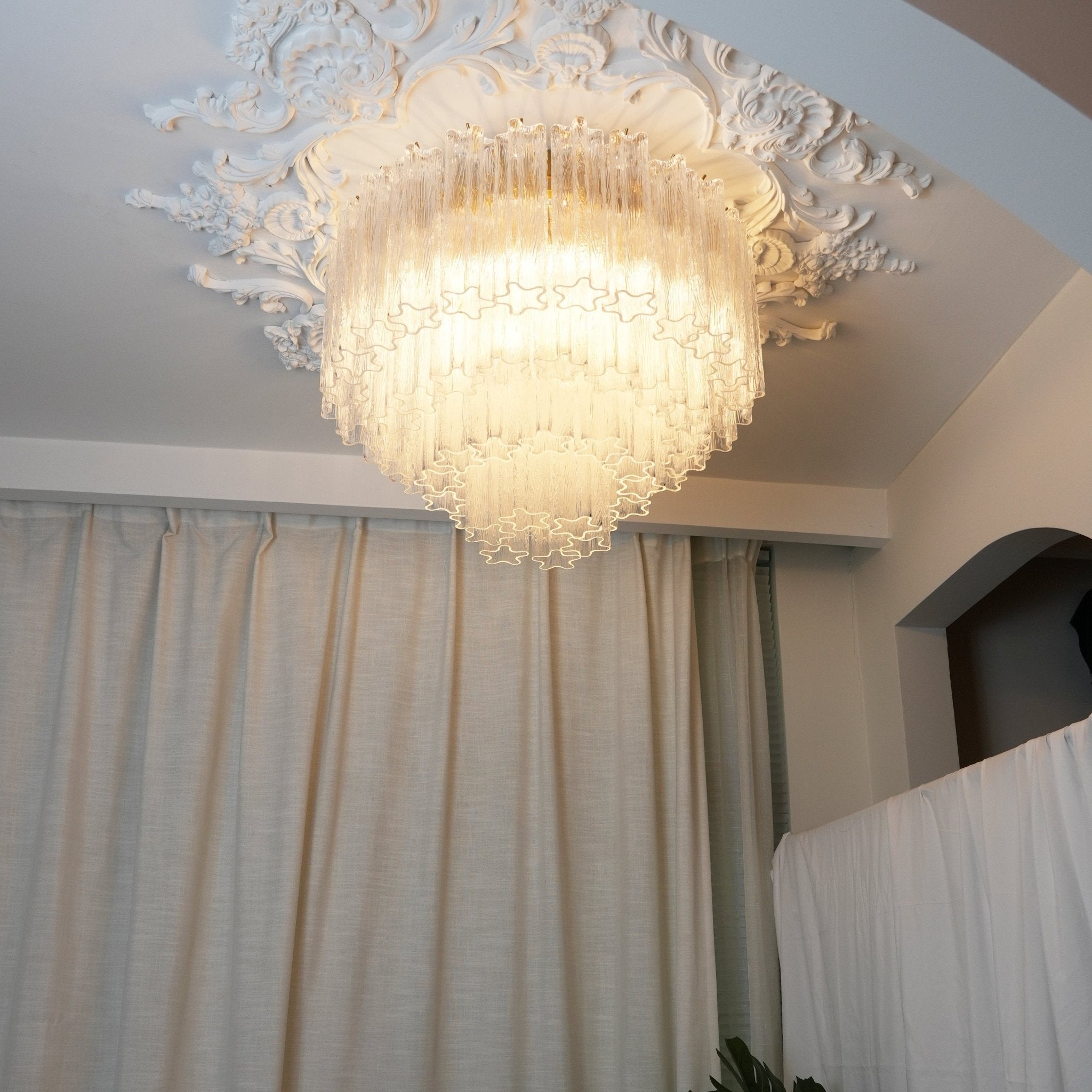 Aurora Ceiling Lamp Murano Pink Glass Vintage - Blowlighting