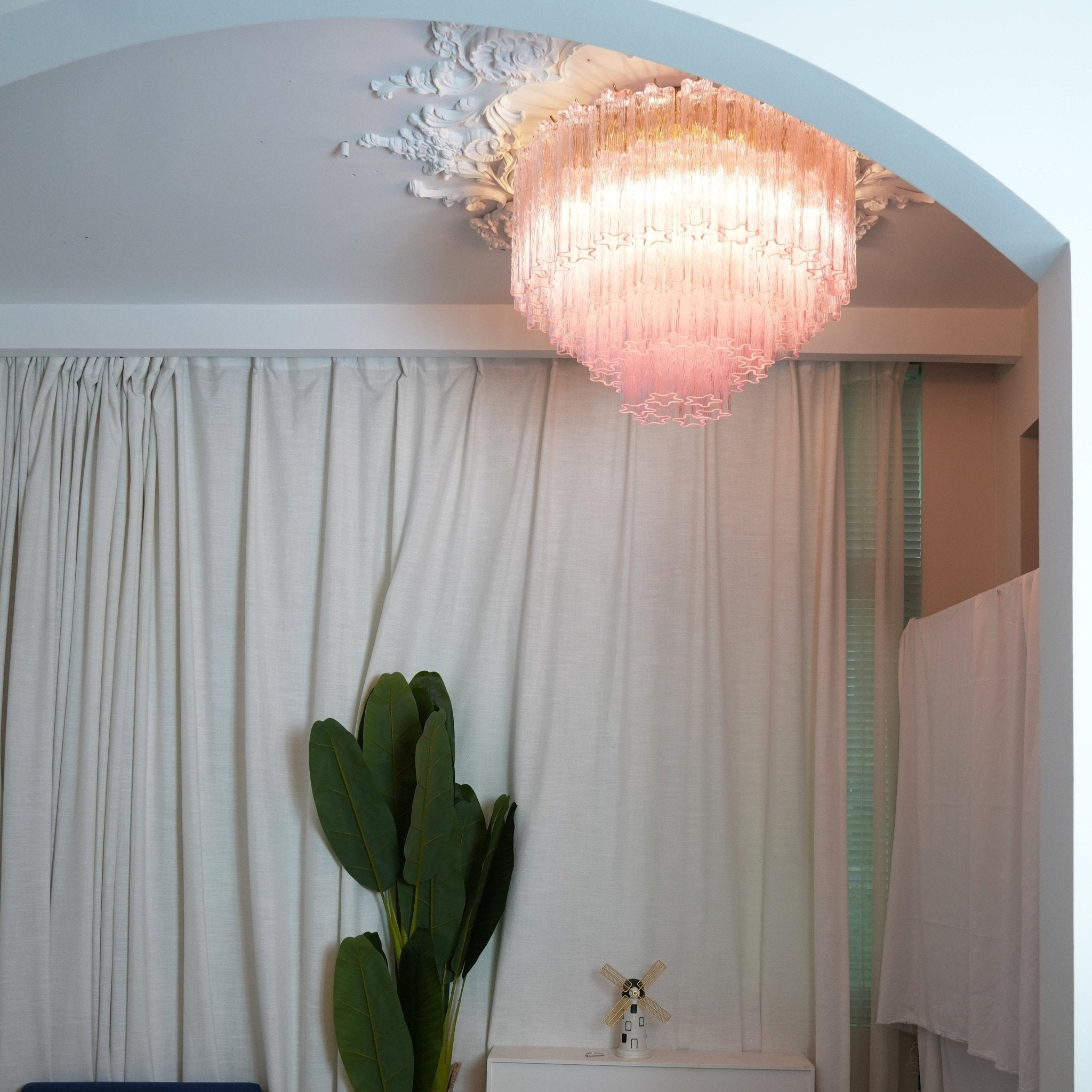 Aurora Ceiling Lamp Murano Pink Glass Vintage - Blowlighting