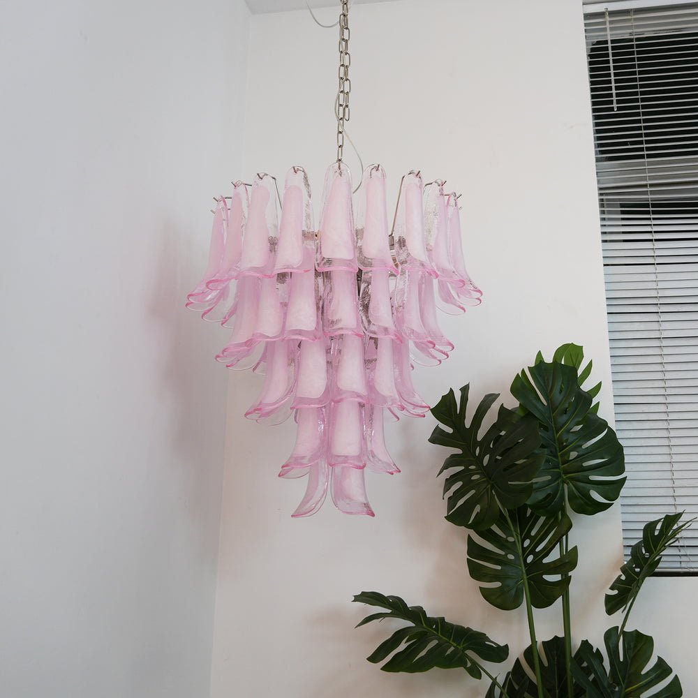 Aurora Chandelier Pink Murano Glass Petals Cascade - Letslighting