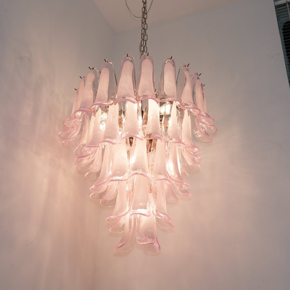 Aurora Chandelier Pink Murano Glass Petals Cascade - Letslighting