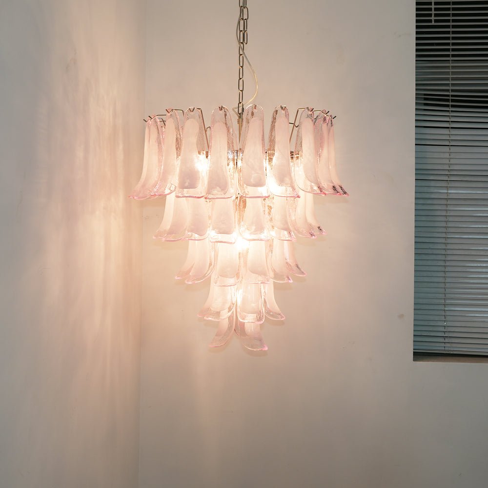 Aurora Chandelier Pink Murano Glass Petals Cascade - Letslighting