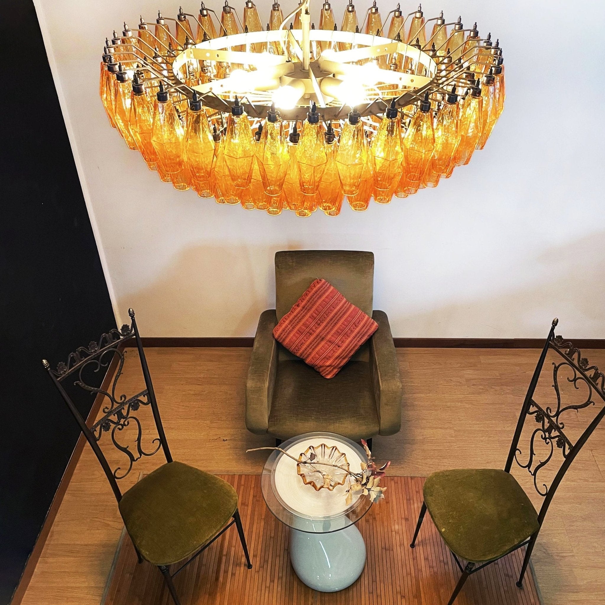 Murano Chandelier Amber Layered Oval - Blowlighting